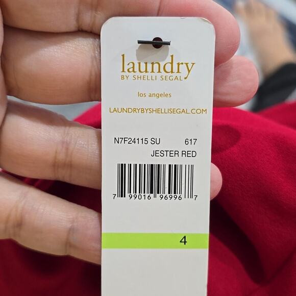 Laundry NWT by Shelli Segal Ruffle Keyhole Mini Dress Red Size 4 - Picture 8 of 11